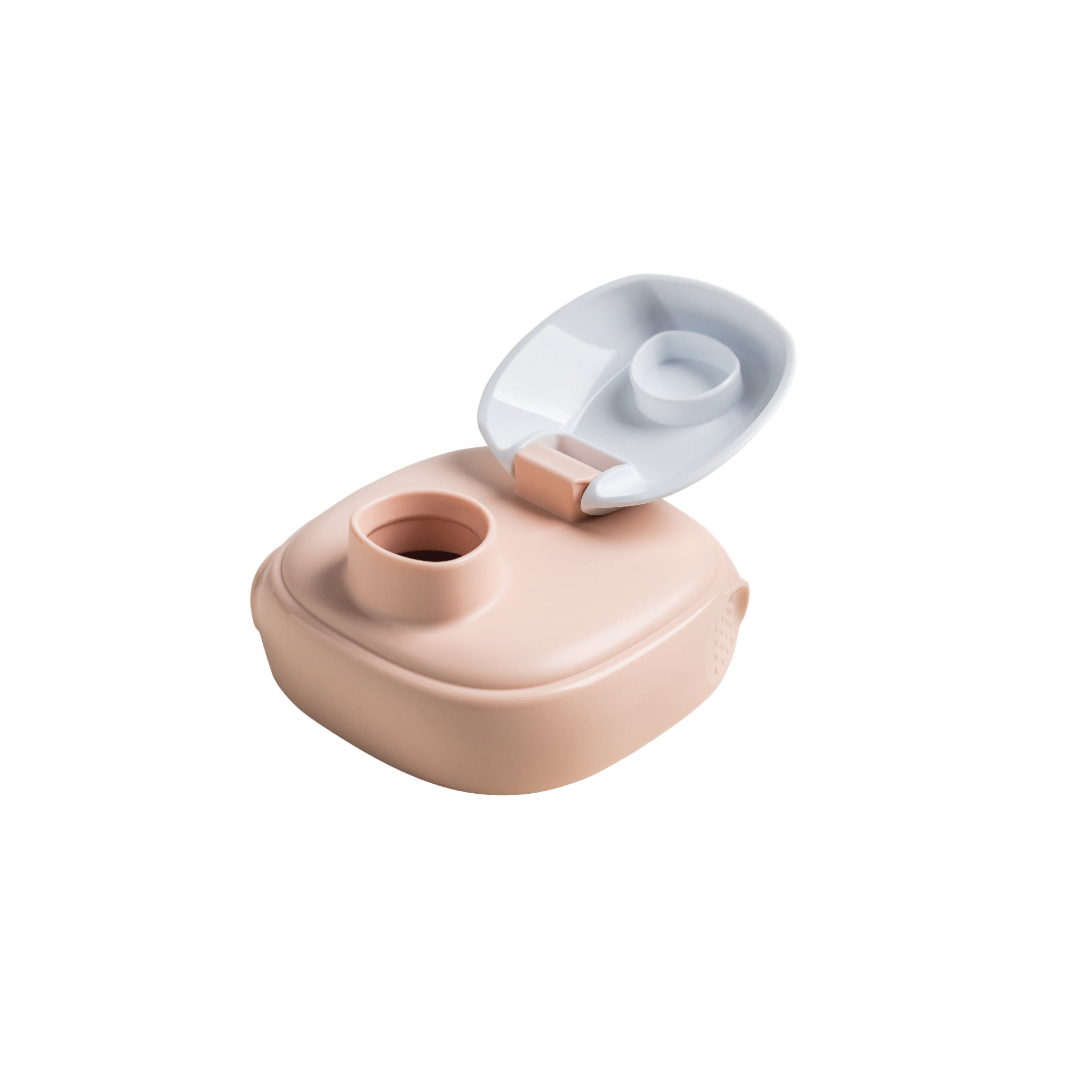 A pink Hegen PCTO Spout attached to a bottle, designed for easy drinking.