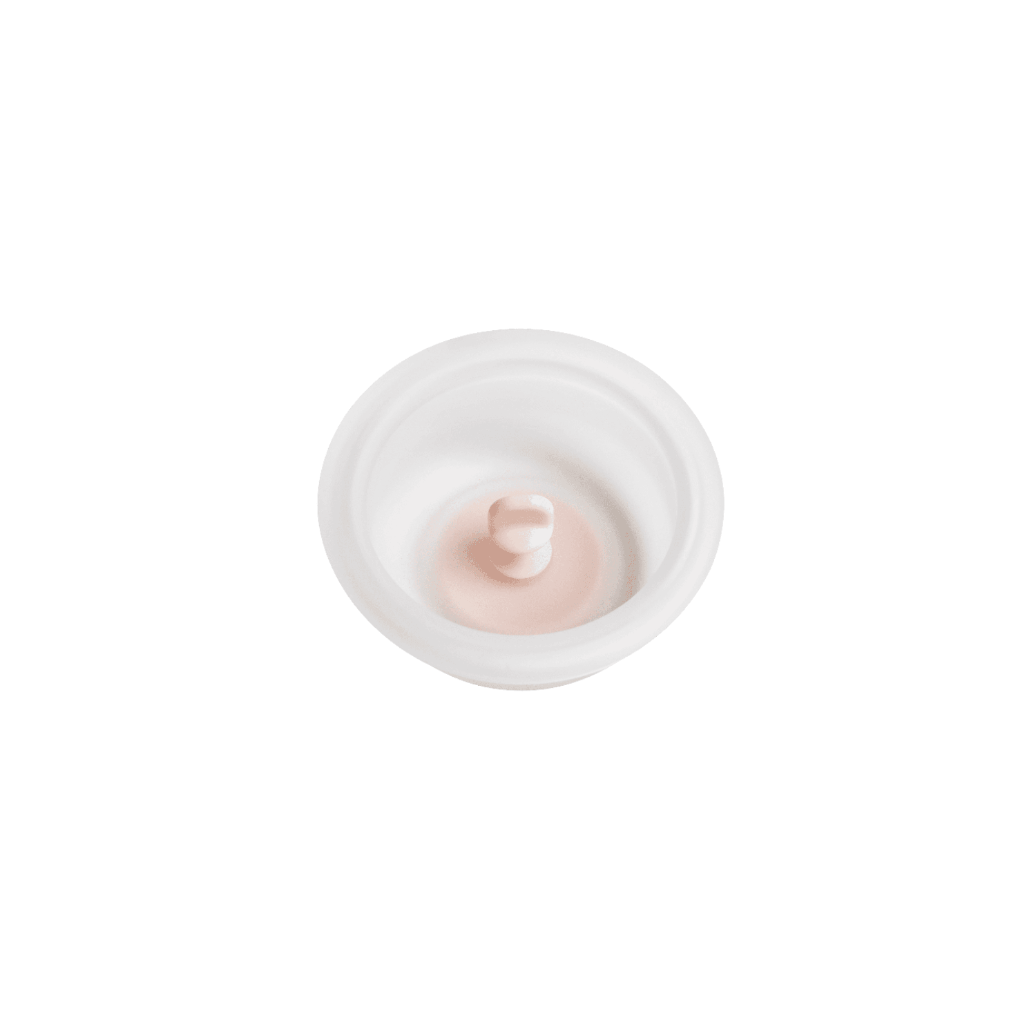 A white manual breast pump diaphragm with a soft, squishy texture, designed for use with a breast pump.