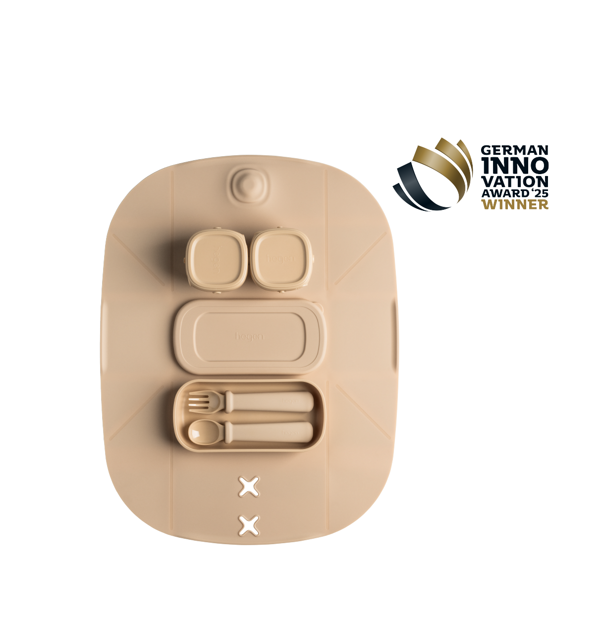 Hegen Mealtime Starter Kit with Foldable Placemat Taupe