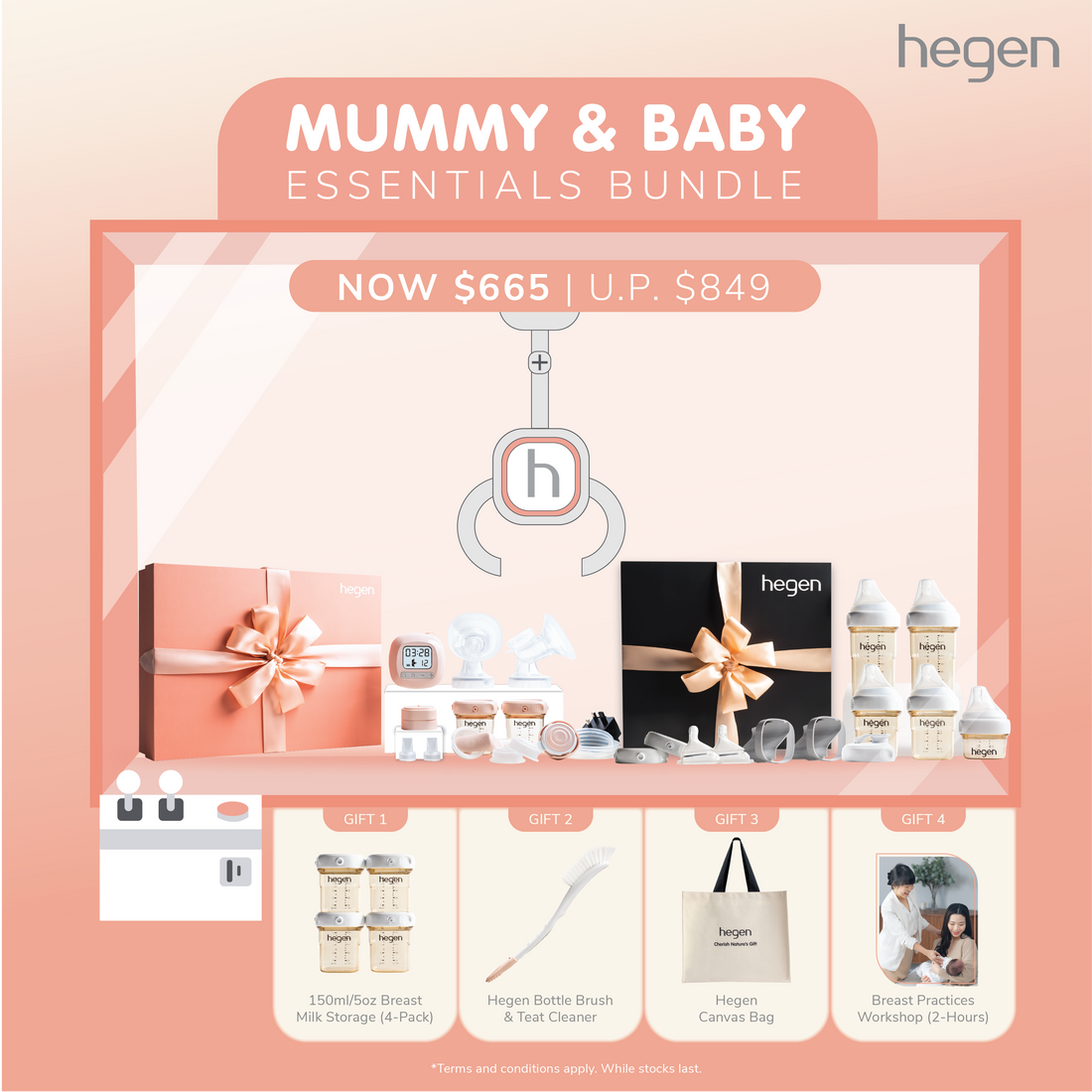 Hegen Mummy &amp; Baby Essentials Bundle (22% off + free gift worth $184 from 24/3 to 28/3)