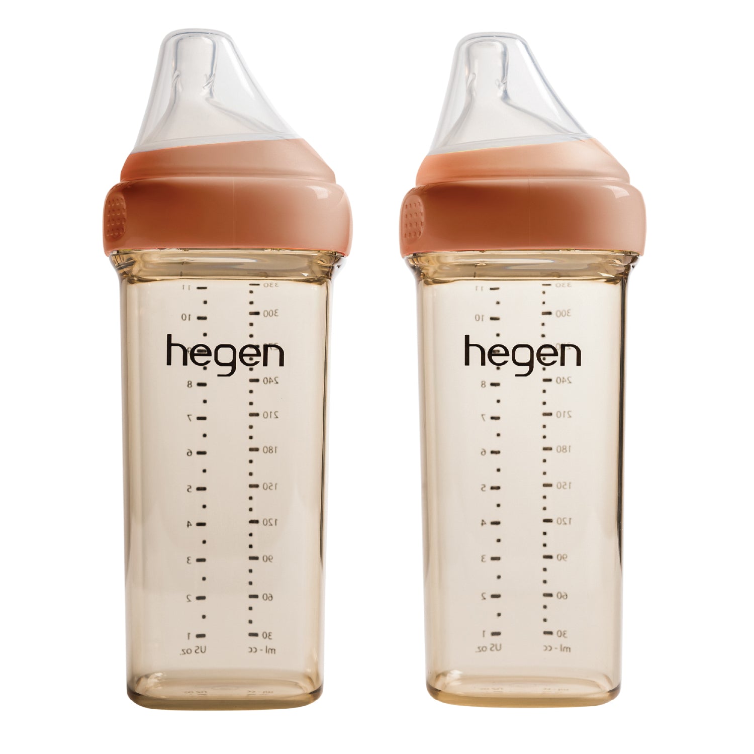 Hegen PCTO™ 330ml/11oz Feeding Bottle PPSU, 2-Pack AUBURN with 2x Fast Flow Teats (6 months and beyond)