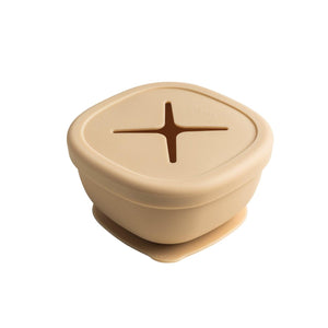 Suction Bowl with Snack Lid Silicone Taupe