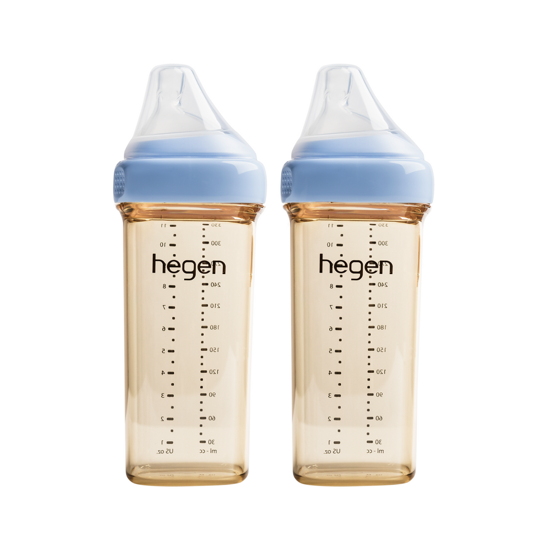 Hegen PCTO™ 330ml/11oz Feeding Bottle PPSU, 2-Pack BLUE with 2x Fast Flow Teats (6 months and beyond)