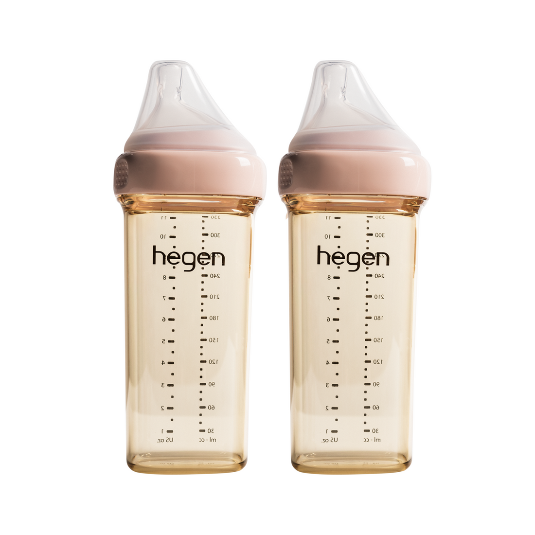 Hegen PCTO™ 330ml/11oz Feeding Bottle PPSU, 2-Pack PINK with 2x Fast Flow Teats (6 months and beyond)
