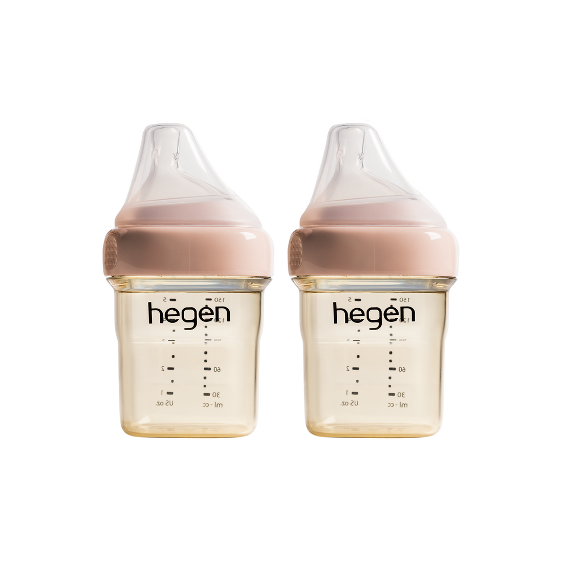 Hegen PCTO™ 150ml/5oz Feeding Bottle PPSU 2-Pack PINK with 2x Slow Flow Teats (1 to 3 months)