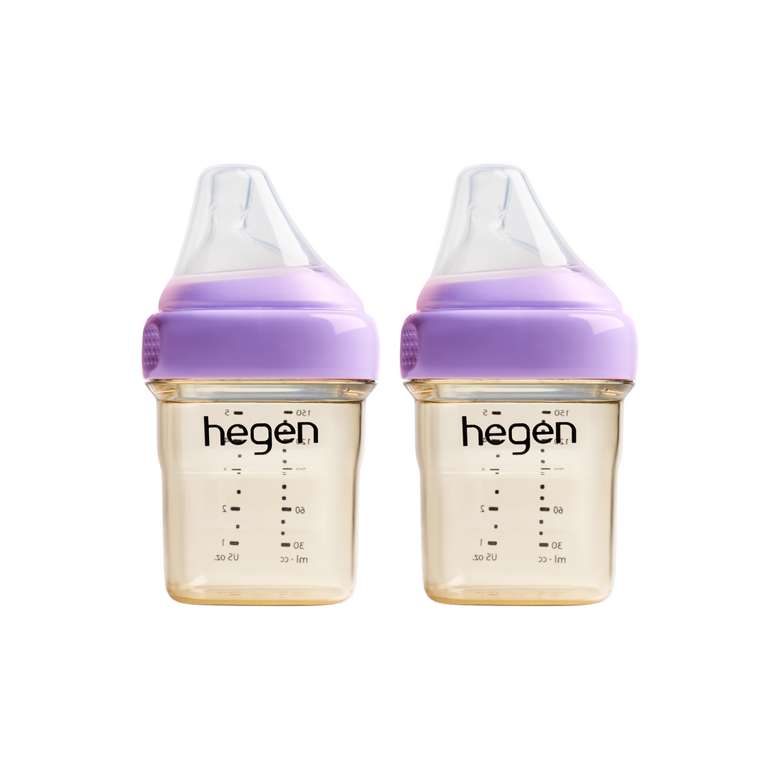 Hegen PCTO™ 150ml/5oz Feeding Bottle PPSU 2-Pack PURPLE with 2x Slow Flow Teats (1 to 3 months)