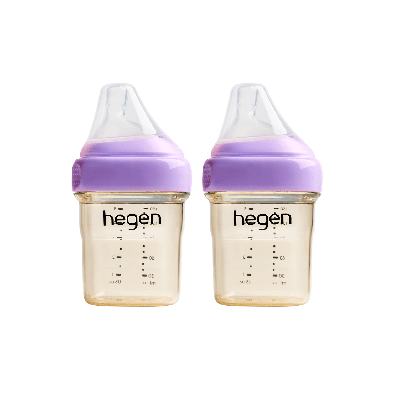 Hegen PCTO™ 150ml/5oz Feeding Bottle PPSU 2-Pack PURPLE with 2x Slow Flow Teats (1 to 3 months)