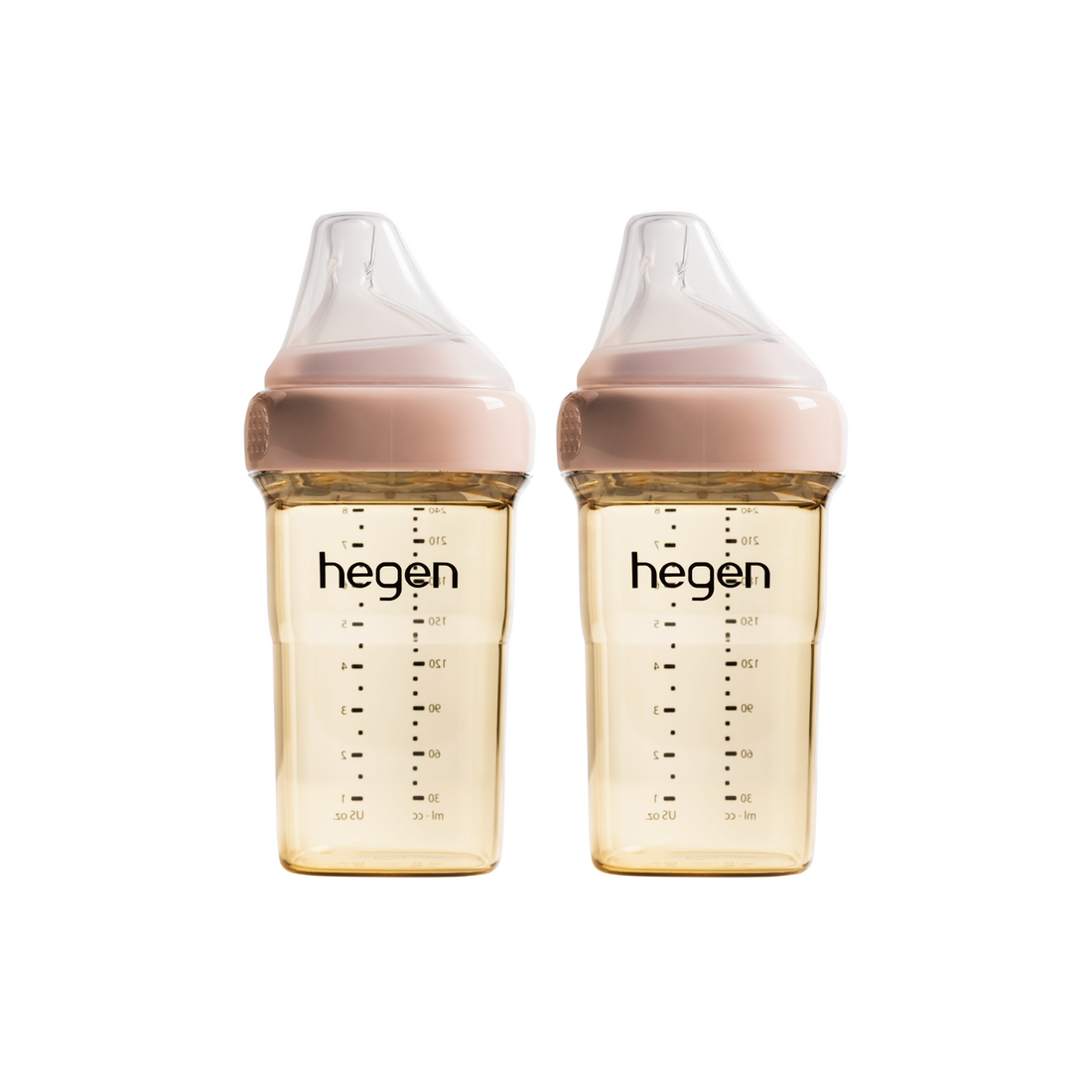 Hegen PCTO™ 240ml/8oz Feeding Bottle PPSU, 2-Pack PINK with 2x Medium Flow Teats (3 to 6 months)