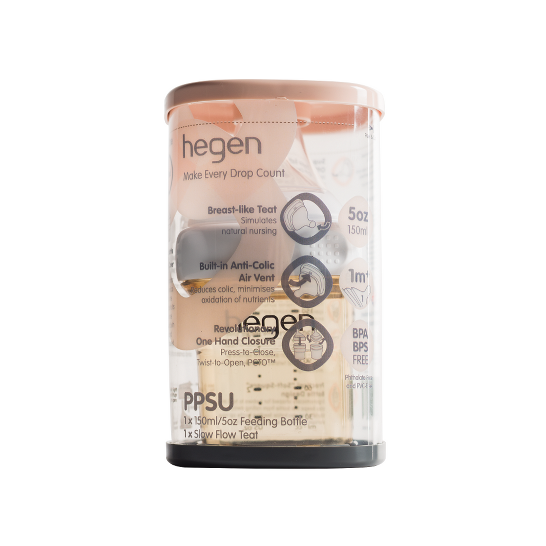 Hegen PCTO™ 150ml/5oz Feeding Bottle PPSU with Slow Flow Teat (1 to 3 months)