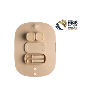 Mealtime Starter Kit with Foldable Placemat Taupe