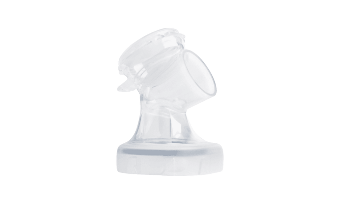 A transparent silicone breast pump body designed for manual expression of milk, with a soft silicone seal.
