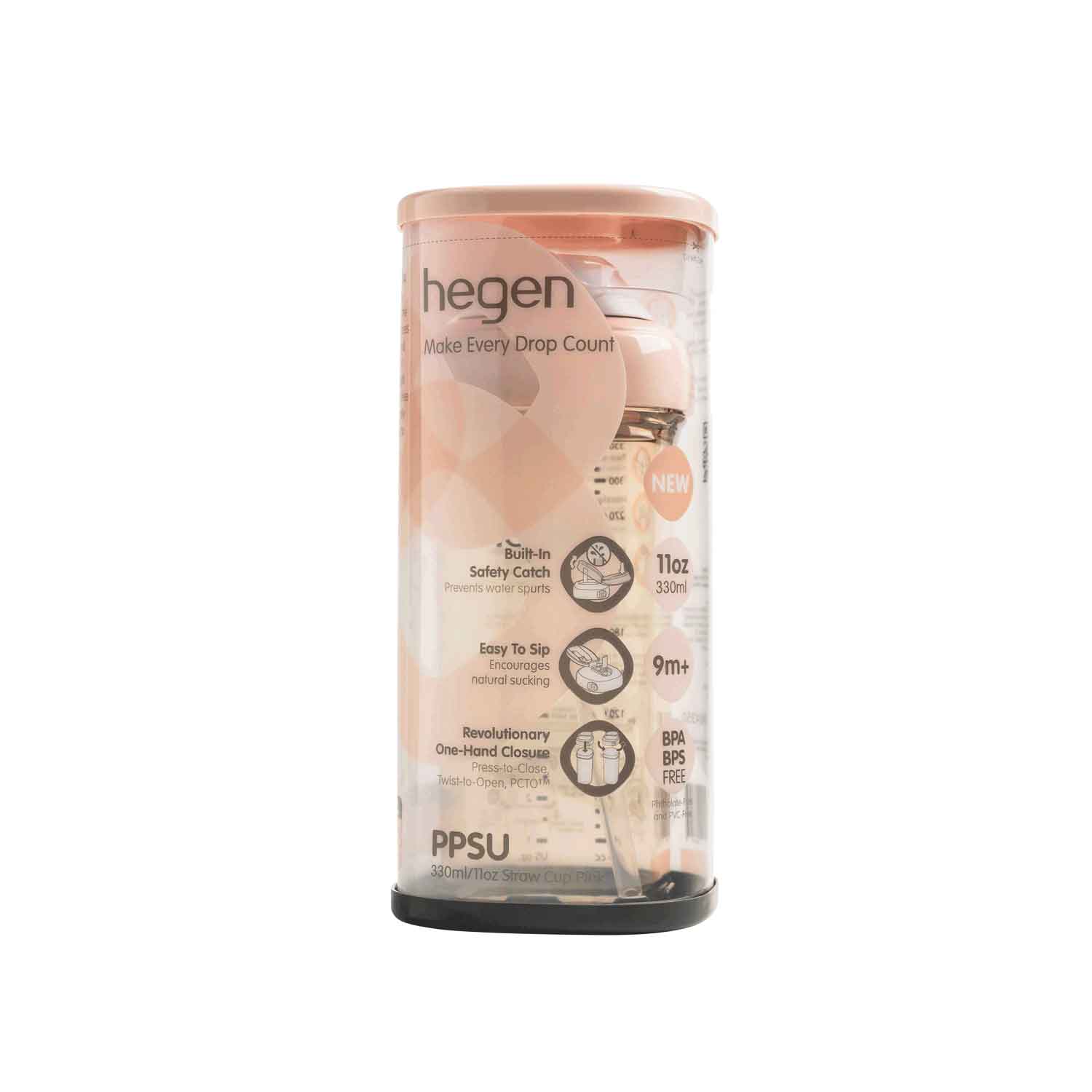 Hegen PCTO™ 330ml/11oz Straw Cup PPSU Pink (9 months and above)