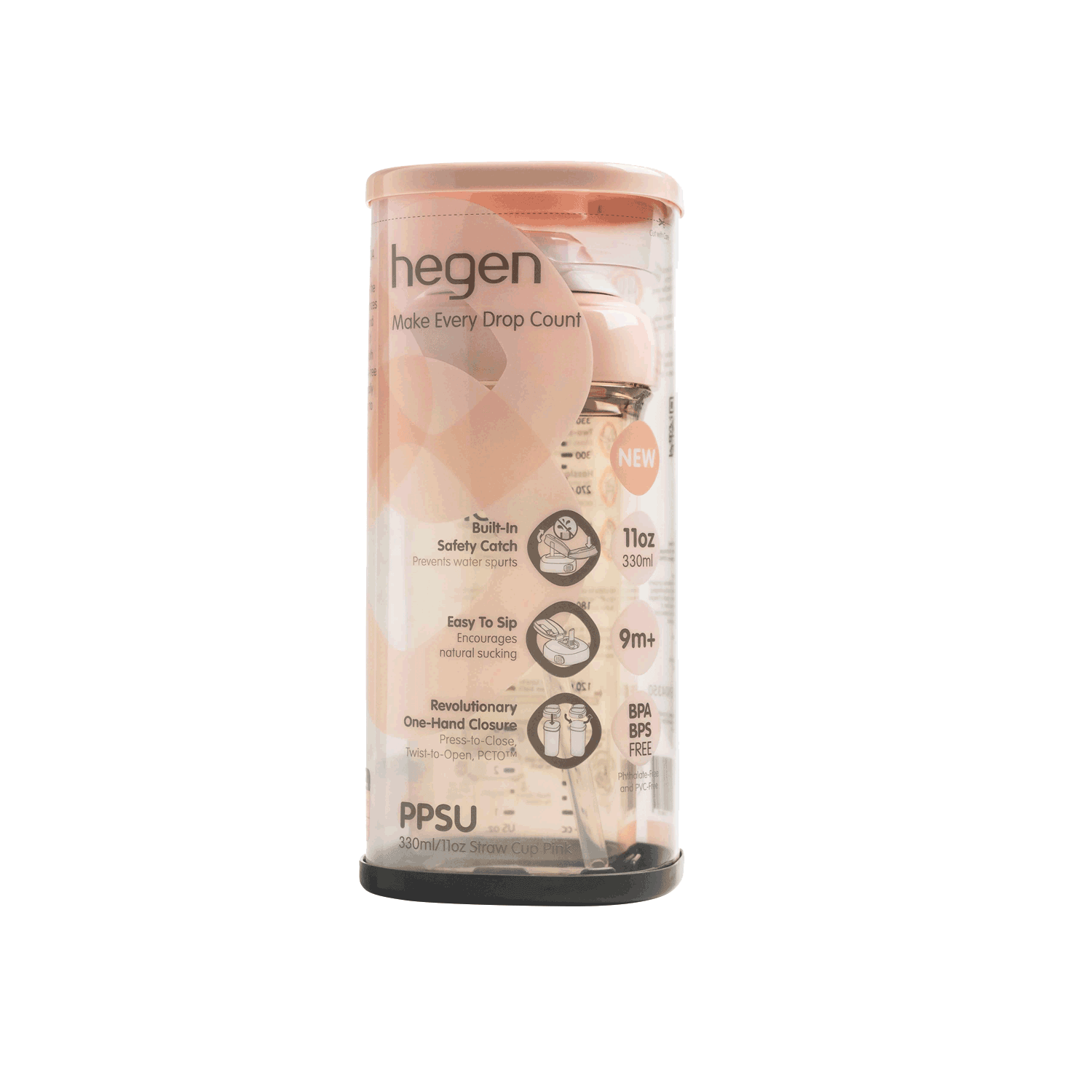 Hegen PCTO™ 330ml/11oz Straw Cup PPSU Pink (9 months and above)