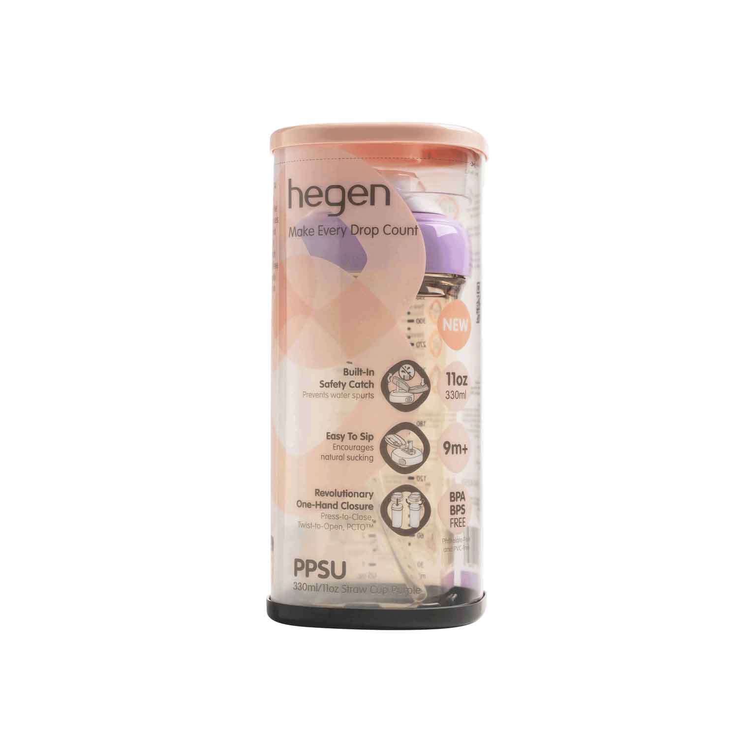 Hegen PCTO™ 330ml/11oz Straw Cup PPSU Purple (9 months and above)