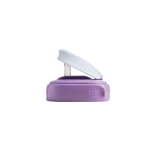 A purple Hegen PCTO Straw Spout attached to a bottle, designed for easy sipping.