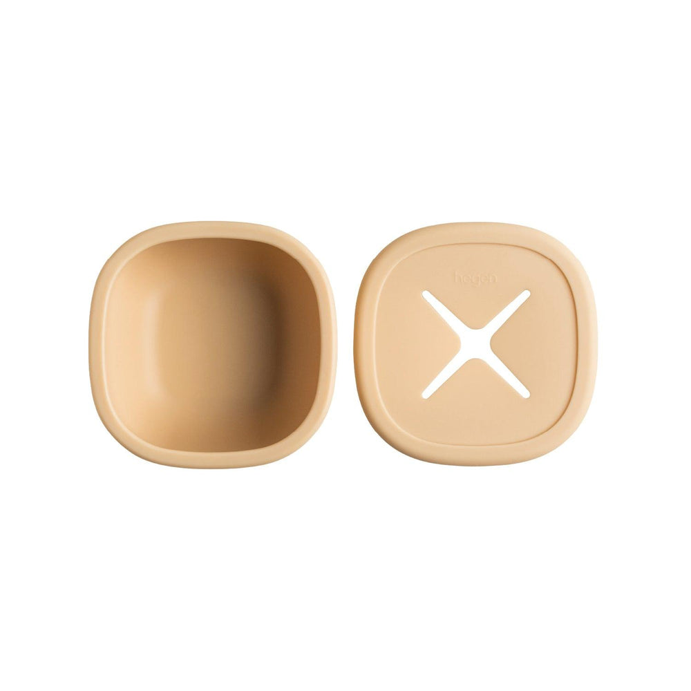 Suction Bowl with Snack Lid Silicone Taupe
