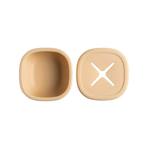 Suction Bowl with Snack Lid Silicone Taupe
