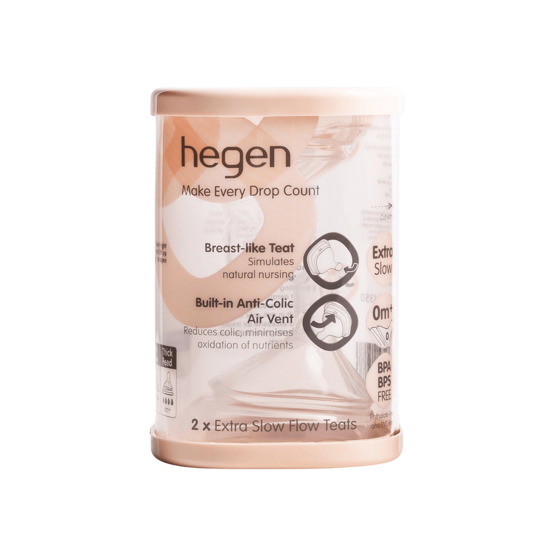 Hegen Teat Extra Slow Flow, 2-Pack (0 months)