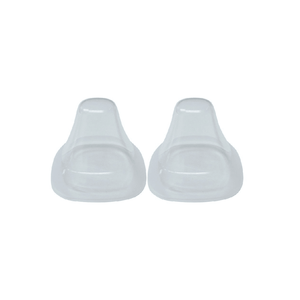 Two transparent silicone covers for baby bottles