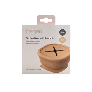 Suction Bowl with Snack Lid Silicone Taupe