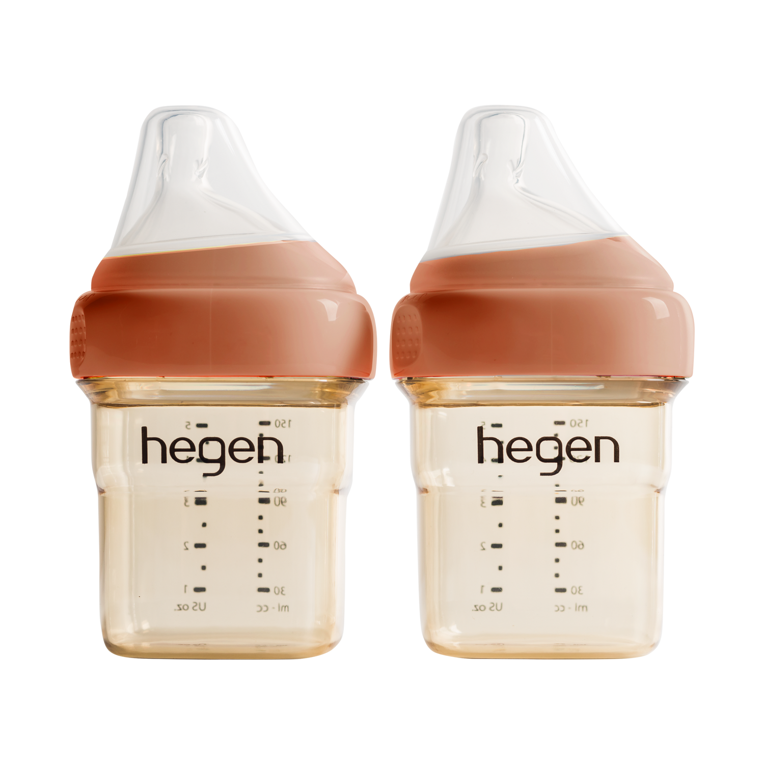 Hegen PCTO™ 150ml/5oz Feeding Bottle PPSU 2-Pack AUBURN with 2x Slow Flow Teats (1 to 3 months)