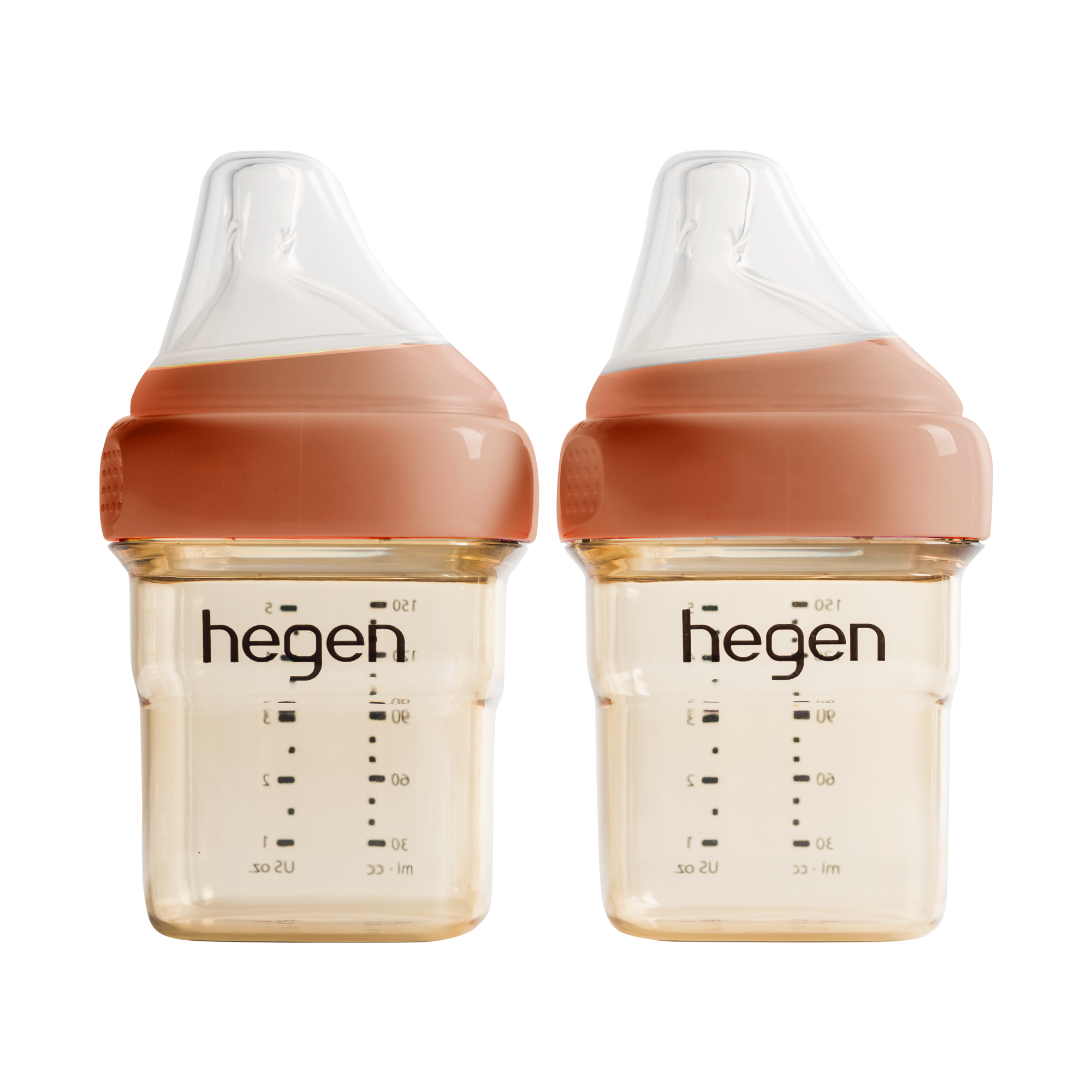 Hegen PCTO™ 150ml/5oz Feeding Bottle PPSU 2-Pack AUBURN with 2x Slow Flow Teats (1 to 3 months)
