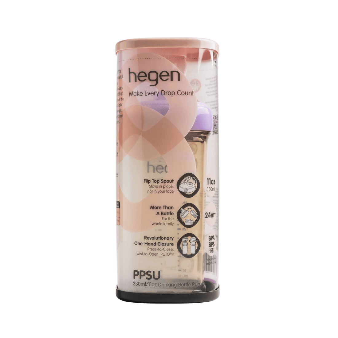 Hegen PCTO™ 330ml/11oz Drinking Bottle PPSU Purple (24 months and above) - Hegen