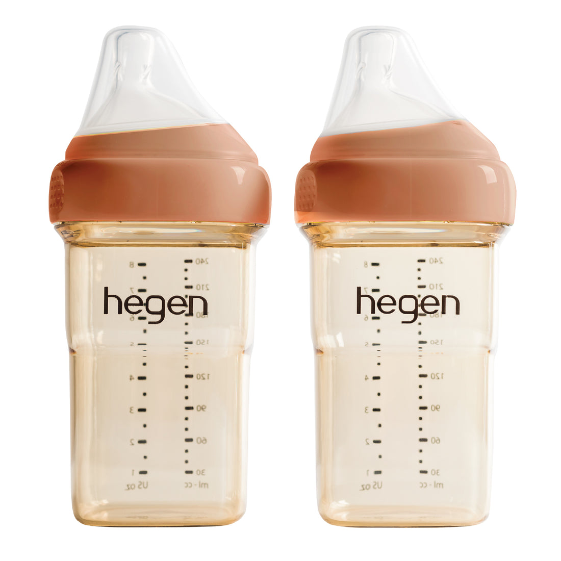 Hegen PCTO™ 240ml/8oz Feeding Bottle PPSU, 2-Pack AUBURN with 2x Medium Flow Teats (3 to 6 months)