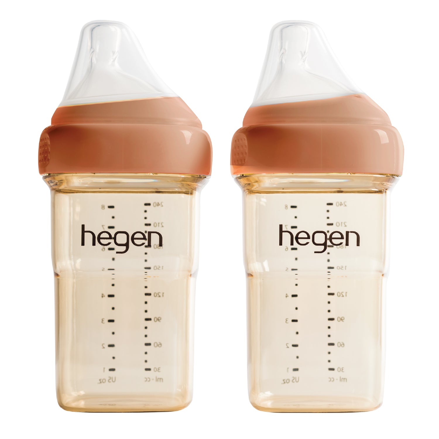 Hegen PCTO™ 240ml/8oz Feeding Bottle PPSU, 2-Pack AUBURN with 2x Medium Flow Teats (3 to 6 months)
