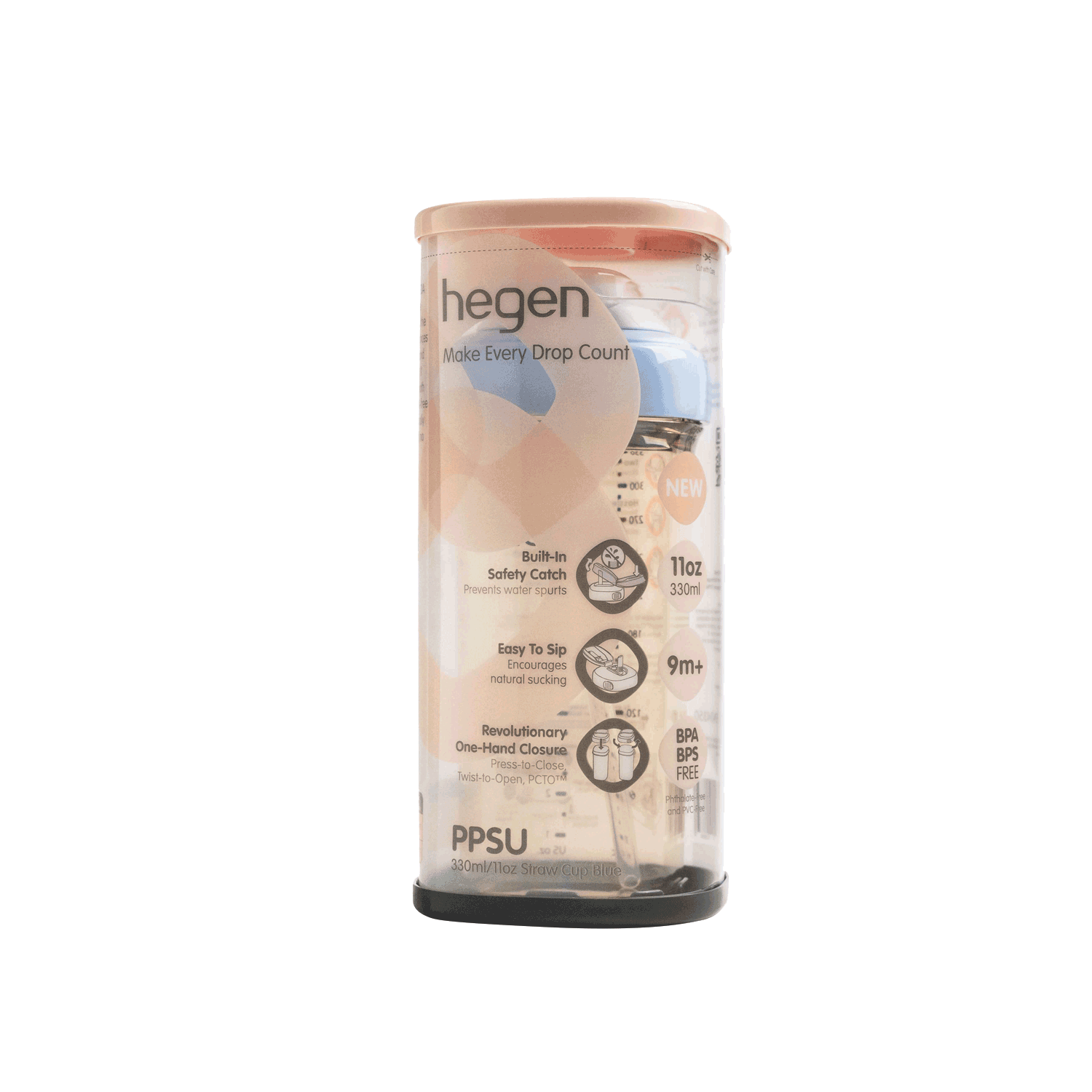 Hegen PCTO™ 330ml/11oz Straw Cup PPSU Blue (9 months and above)